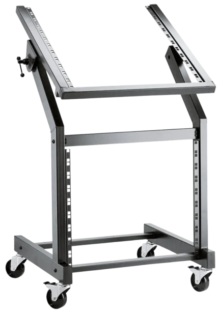 K&M 19 inch rack wagon black mobile equipment cart front view