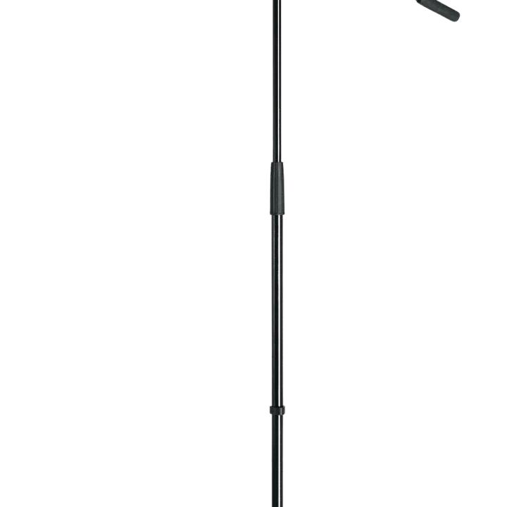 K-M professional microphone stand with adjustable boom arm and weighted base front view