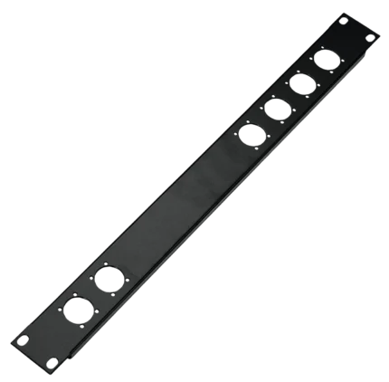 K&M 6 XLR panel connector with black finish and professional audio input jacks