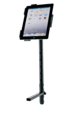 K&M black accessory mounting arm installed on microphone stand in studio setup