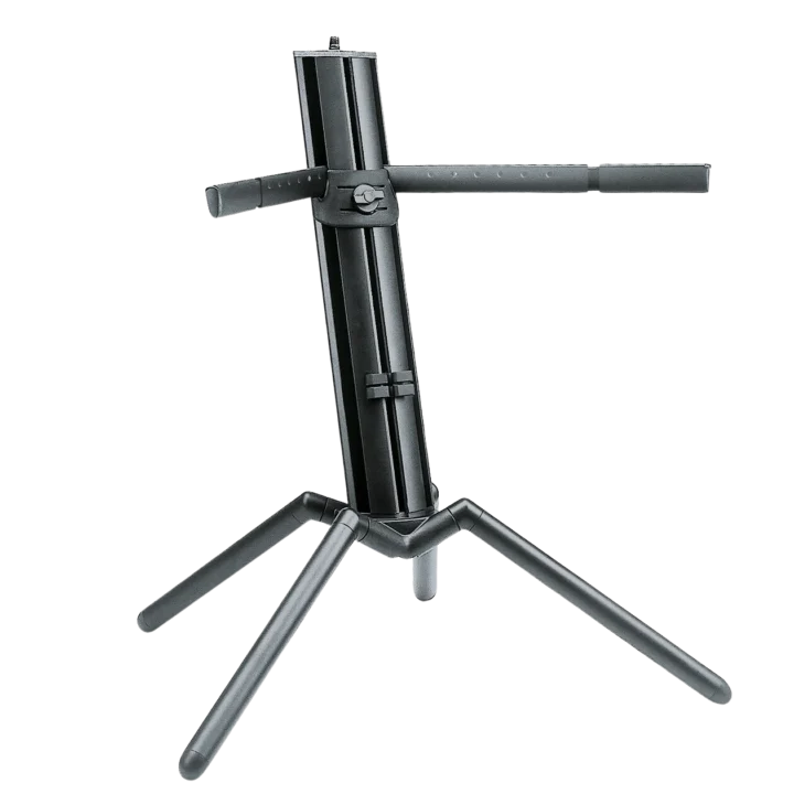 K&M Baby Spider Pro black anodized keyboard stand with adjustable legs and secure mounting base