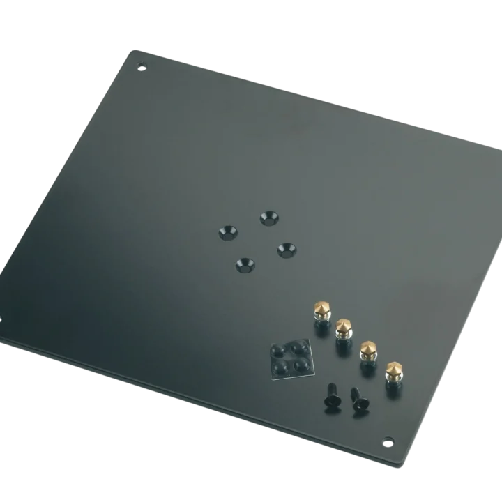 K&M bearing plate 320x280mm structured black finish front view