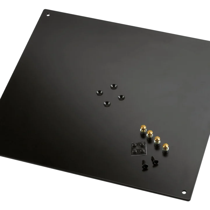 K&M bearing plate 420x380mm structured black finish professional audio equipment mounting