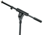 K-M boom arm microphone stand with adjustable counterweight and mounting hardware front view