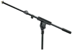 K-M boom arm microphone stand with adjustable counterweight and mounting hardware front view