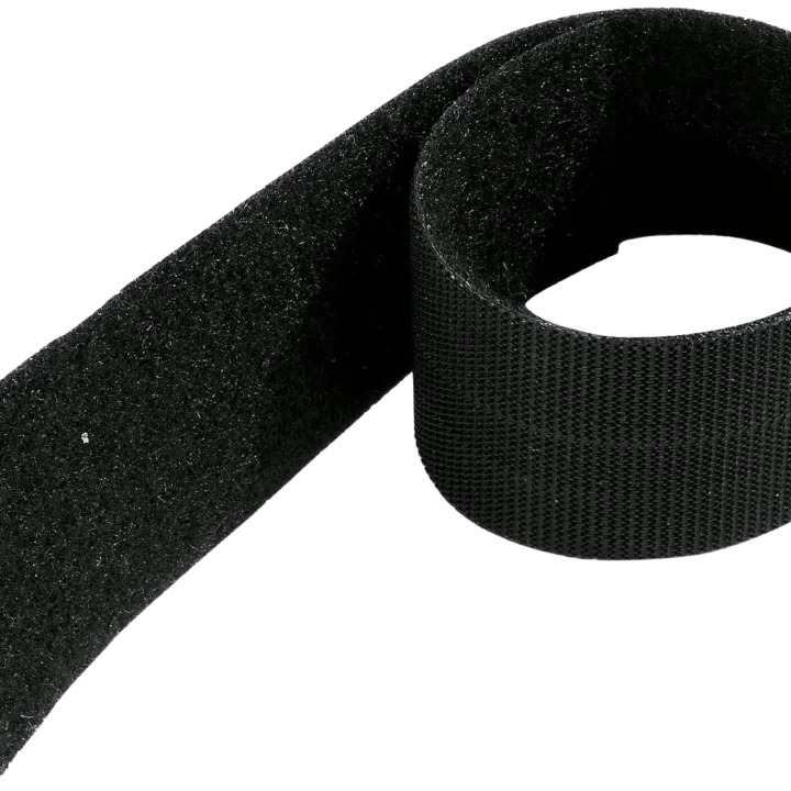 K&M black cable holder clamp with mounting bracket and cable management slots