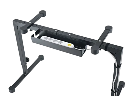 K&M cable organizer black side profile showing cable management clips and mounting bracket