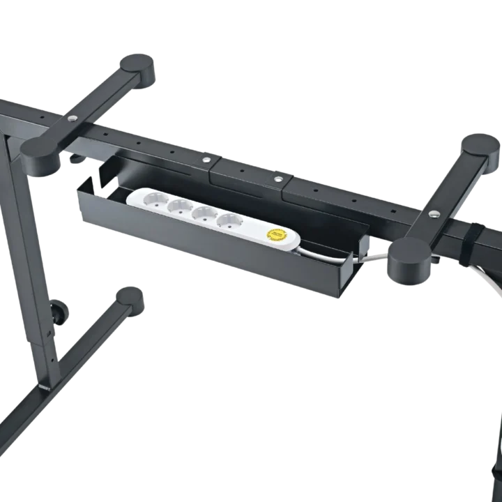 K&M cable organizer black side profile showing cable management clips and mounting bracket