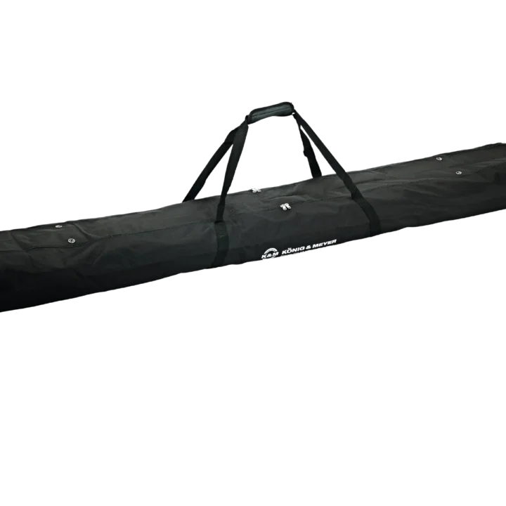 K&M carrying case with reinforced handles and protective padding for professional audio equipment