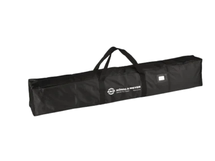 K-M black carrying case with handle and protective padding for equipment transport