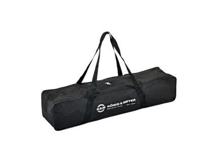 K&M black carrying case with handles and protective padding for professional audio equipment