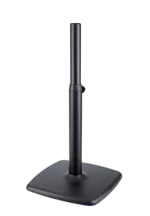 K&M Design monitor stand with adjustable height range 644-1044mm in structured black finish, front view