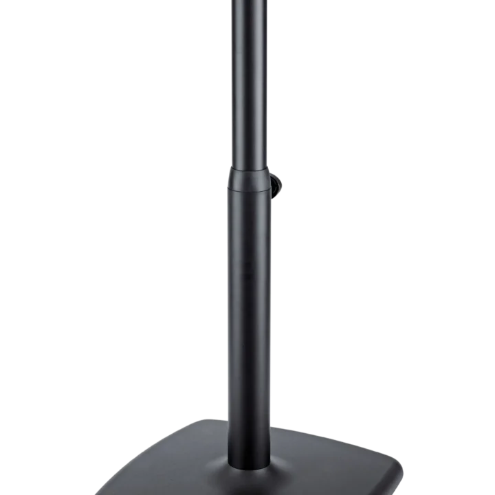 K&M Design monitor stand with adjustable height range 644-1044mm in structured black finish, front view