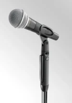 K&M Elegance One Hand Adjustable microphone stand dimensional diagram showing height and adjustment specifications