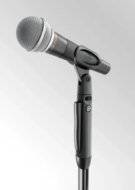 K&M Elegance One Hand Adjustable microphone stand dimensional diagram showing height and adjustment specifications