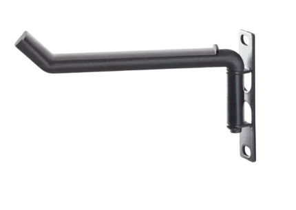 K&M black headphone holder stand with padded rest and stable base design