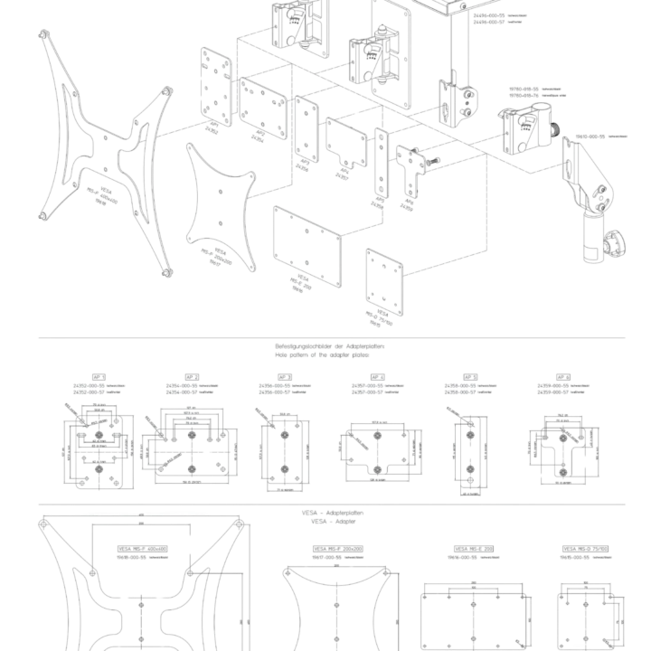 K&M incline speaker adapter pure white tilting mechanism and mounting hardware detail