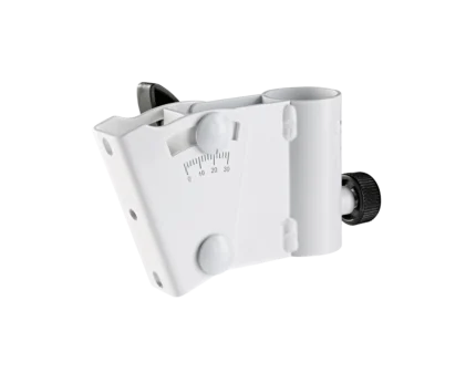 K&M incline speaker adapter in pure white with adjustable mounting bracket and tilt mechanism