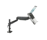 K&M laptop rest for monitor mounts black close-up detail showing mounting bracket and adjustment mechanism