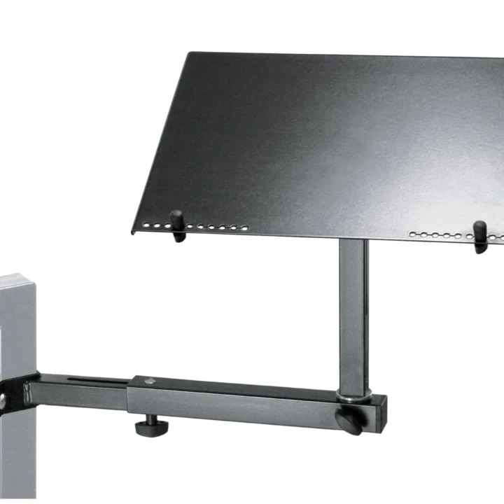 K&M laptop shelf keyboard stand black with adjustable platform and sturdy base