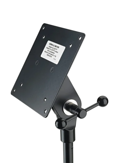 K&M black LCD TFT screen adapter mount front view professional