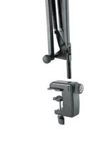 K&M microphone desk arm black finish shown from side profile with articulating boom