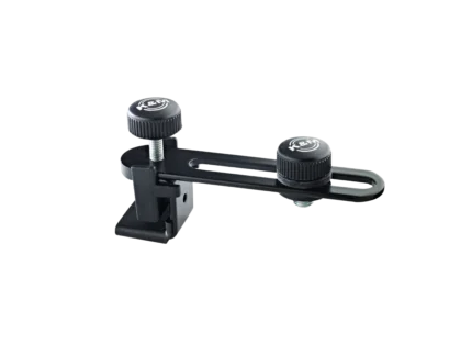 K&M black microphone holder for drums with adjustable mounting bracket and clamp
