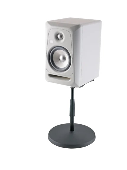 K&M Monitor Plate S black metal mounting plate with threaded microphone stand adapter