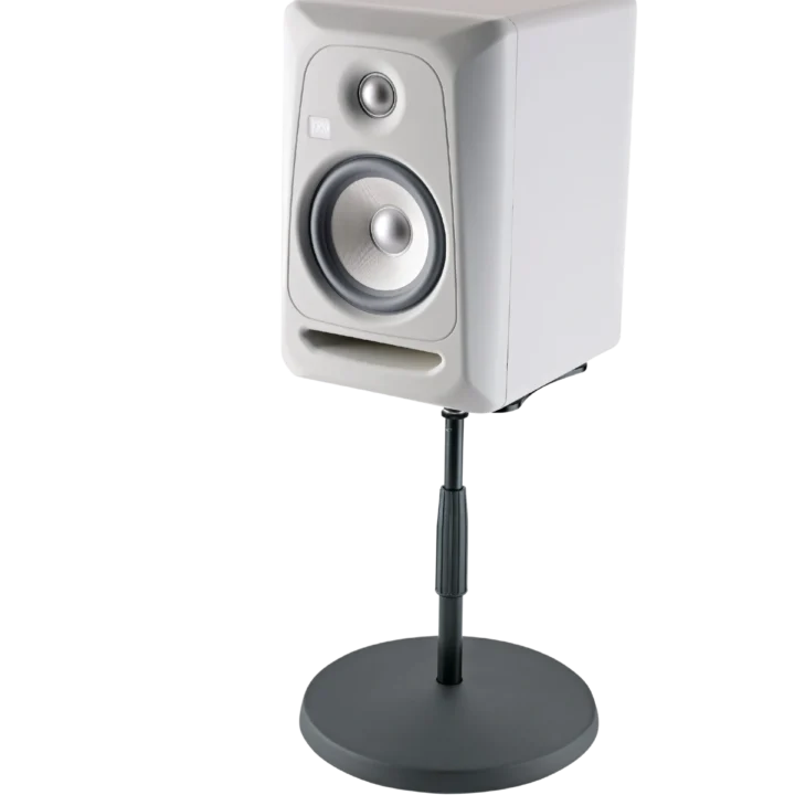 K&M Monitor Plate S black metal mounting plate with threaded microphone stand adapter