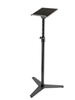 K&M tiltable bearing plate monitor stand in black with adjustment mechanism