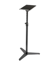 K&M tiltable bearing plate monitor stand in black with adjustment mechanism