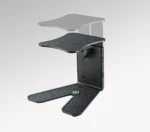 K&M monitor workstation stand structured black dimensional specifications and measurements diagram