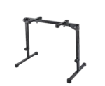 K&M Omega Pro keyboard stand black finish front view with adjustable height mechanism