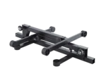 K&M Omega Pro keyboard stand dimensional diagram showing height, width, and depth measurements