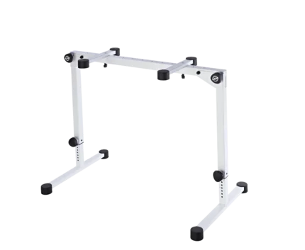 K&M Omega Pro keyboard stand in pure white with adjustable height and sturdy base construction