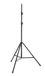 K-M overhead microphone stand with adjustable boom arm and counterweight system, front view