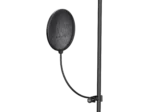 K&M Popkiller black pop filter mounted on microphone stand in professional studio setting