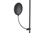 K&M Popkiller black pop filter mounted on microphone stand in professional studio setting