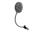K&M Popkiller black microphone pop filter with metal mesh screen and flexible gooseneck mount