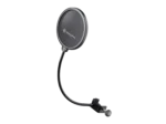 K&M Popkiller black microphone pop filter with metal mesh screen and flexible gooseneck mount