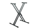 K&M Rick 20 black keyboard stand with dual tier design and adjustable height mechanism