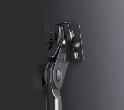 K&M sheet music holder black with adjustable stand and music clip detail