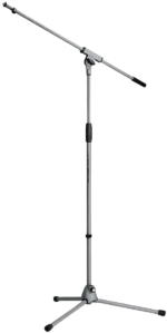 K-M Soft-Touch microphone stand with black soft-touch grip and stable weighted base