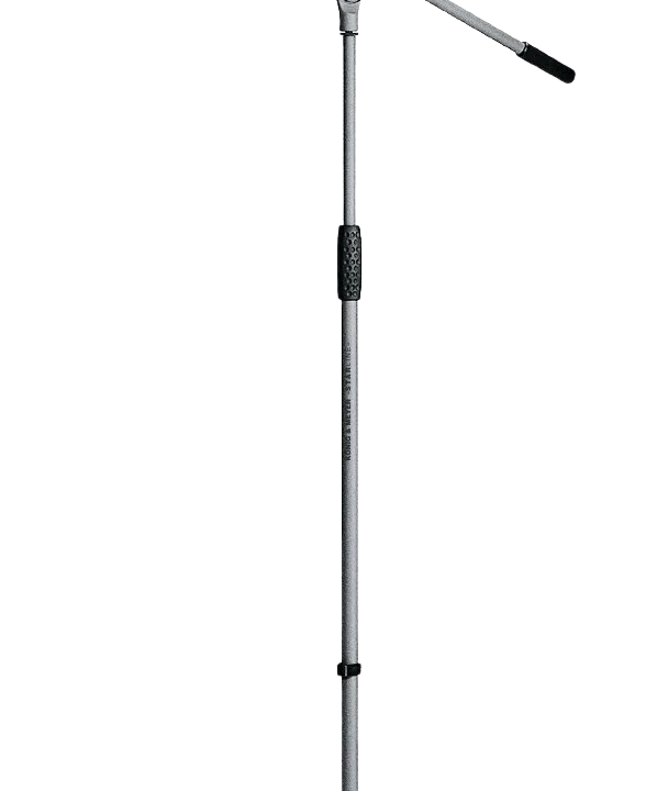 K-M Soft-Touch microphone stand with black grip and adjustable boom arm assembly