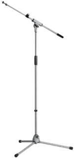 K-M Soft-Touch microphone stand with black soft-touch grip and stable weighted base
