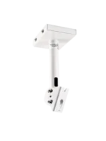 K&M white speaker ceiling mount with adjustable bracket and mounting hardware for professional audio installation