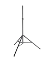 K&M tall black speaker stand with adjustable height and stable base construction