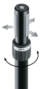 K&M speaker tilt connector black installed on professional audio speaker mounting system