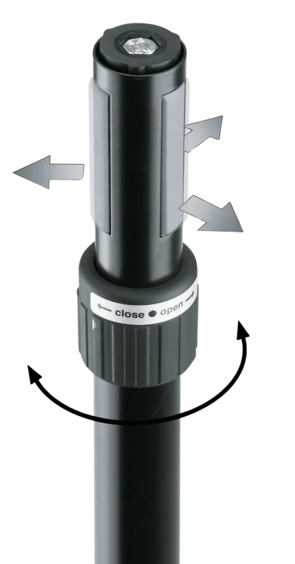 K&M speaker tilt connector black installed on professional audio speaker mounting system