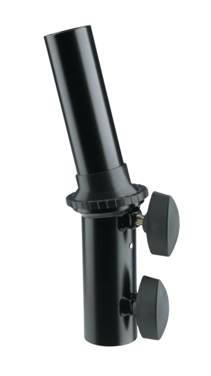 K&M speaker tilt connector black metal mounting bracket front view